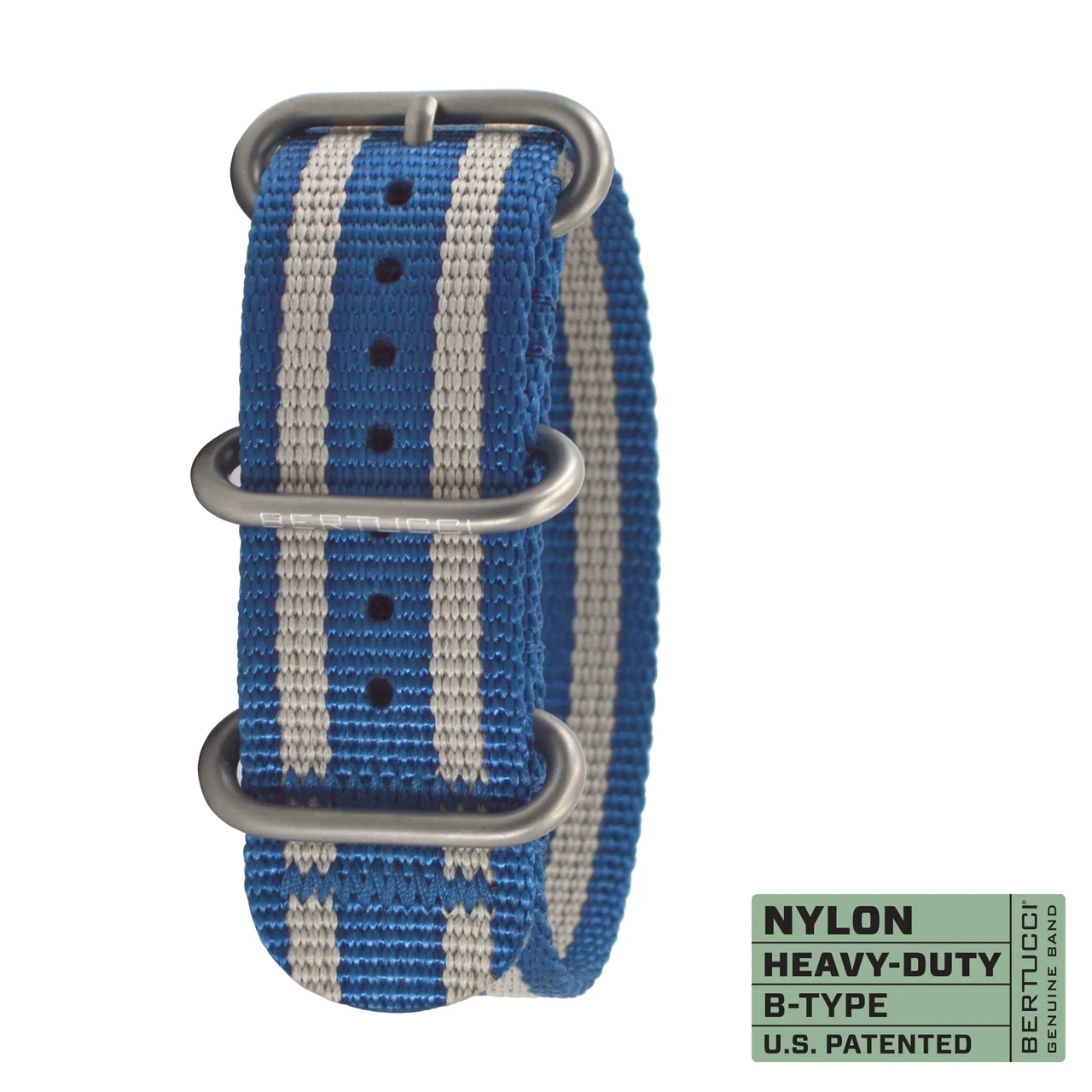 Ремінець нейлоновий bertucci  #347 - Monza Blue w/ Caprili Stone™ regimental stripes, matte hardware, 7/8" - 22, фото 1