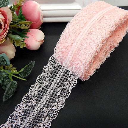Мереживо синтетичне нееластичне "Ніжність" 4 см, персиковий, фото 1