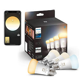 Розумні LED лампочки Philips Hue E27 White Ambiance 800лм 60Вт 6W, ZigBee, Bluetooth, Apple HomeKit, 4шт.