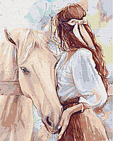 Картина по номерам Люди Благородный друг Девушка и лошадь 40*50 Картины по номерам на холсте Brushme BS52764