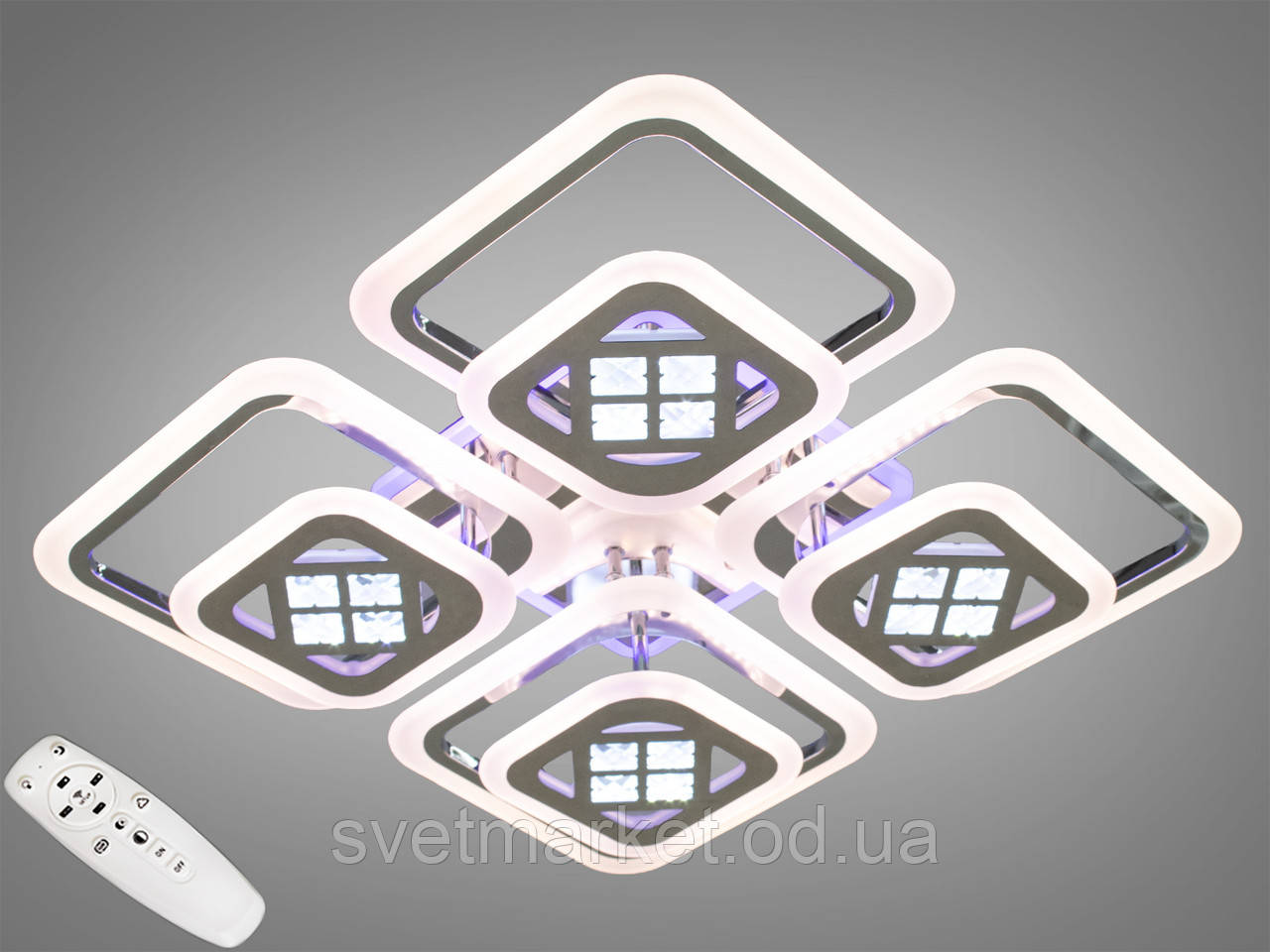 Яскрава світлодіодна люстра A2102/4+4HR LED 3color dimmer