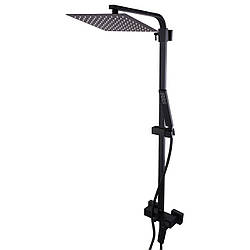 Душова система латунна квадрат з верхнім тропічним душем TOPAZ LEXI TL 21702-H57-BL Чорний матовий