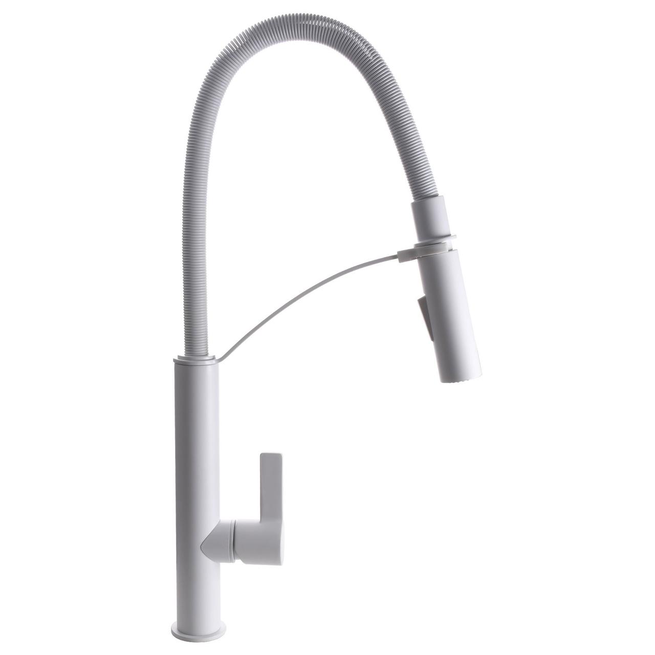 Змішувач для кухні латунний з гнучким гусаком TOPAZ SARDINIA TS 8818-W Білий, фото 1