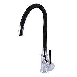 Змішувач для кухні латунний з гнучким гусаком TOPAZ CORSICA TC 8853-01-BL Чорний-хром