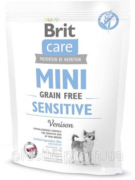Корм Brit Care Mini Grain Free Sensitive гіпоалергенний беззерновий сухий з олениною для собак мініатюрних порід з чутливим