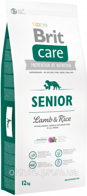 Корм Brit Care Senior Lamb and Rice гіпоалергенний сухий для собак похилого віку всіх порід 12 кг