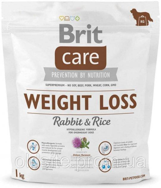 Корм Brit Care Weight Loss Rabbit and Rice гіпоалергенний сухий для дорослих собак всіх порід з надмірною вагою або схильних до її