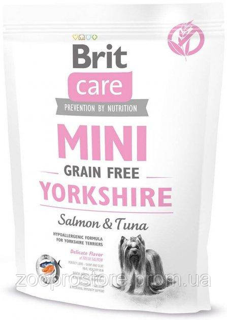 Корм Brit Care Mini Grain Free Yorkshire сухий беззерновий на основі м'яса лосося та тунця для собак породи йоркширський тер'єр