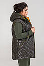 Тепла жіноча жилетка з плащовки з капюшоном Флоріда хакі великий розмір 50 52, фото 2