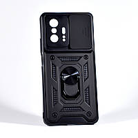 Противоударный чехол на Xiaomi 11T чёрный Camshield Serge Ring for Magnet