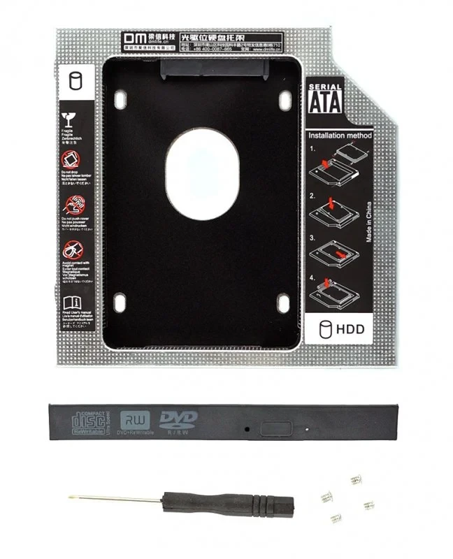 Адаптер DM 12.7 мм для додаткового HDD/SSD 2.5" диска у відсік CD приводу ноутбука (DW127S) (770008578)