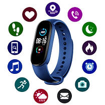 Фитнес браслет Smart Watch M5 Band Clack смарт-трекер. Колір синій, фото 3