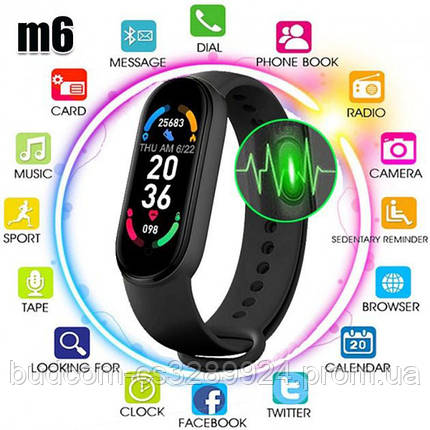 Фиттнес браслет FitPro Smart Band M6 (смарт рокуник, пульсоксиметр, пульсоксиметр). Колір чорний, фото 2