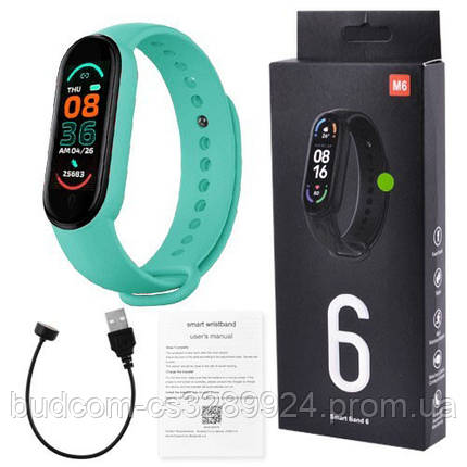 Фиттнес браслет FitPro Smart Band M6 (смарт рокуник, пульсоксиметр, пульсоксиметр). Колір зелений, фото 2