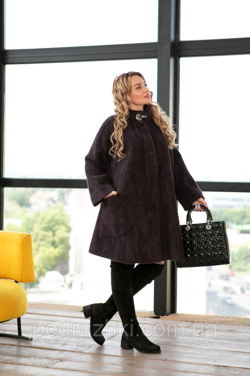 Жіноче пальто кардіган пончо із натуральної вовни Альпаки Розміри 56-70, фото 1