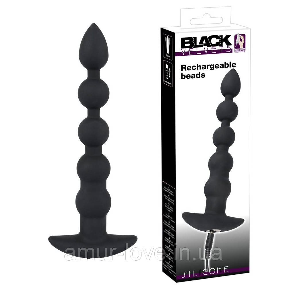 Анальний корок Black Velvets Rechargeable Beads, фото 1