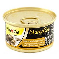 Консервированный корм для кошек GimCat ShinyCat с тунцом, креветкой и мальтом 70 г