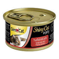 Консервированный корм для котов GimСаt ShinyCat с тунцом и лососем 70 г