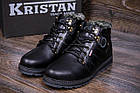 Чоловічі теплі зимові черевики із натуральної шкіри Kristan City Traffic Black черевики на зиму з підкладкою із натурального хутра, фото 4