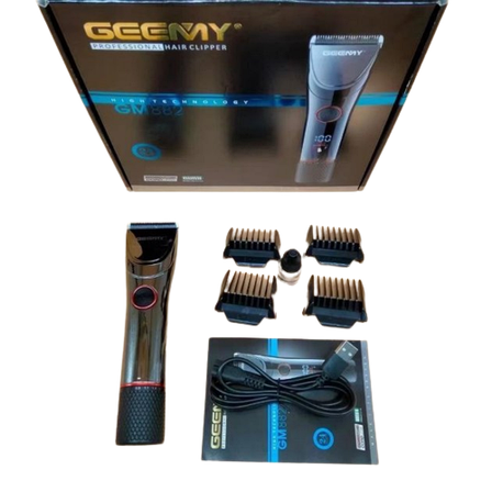 Професійна акумуляторна машинка Geemy GM-882 бездротова для стриження волосся з насадками, фото 1