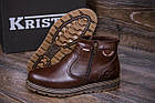 Зимові високі черевики чоловічі напівчобітки з натуральної шкіри на хутрі Kristan City Traffic Brown коричневі, фото 2