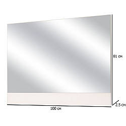 Настінне дзеркало прямокутне Екстаза 100х81 см із білим глянсовим фасадом у спальню