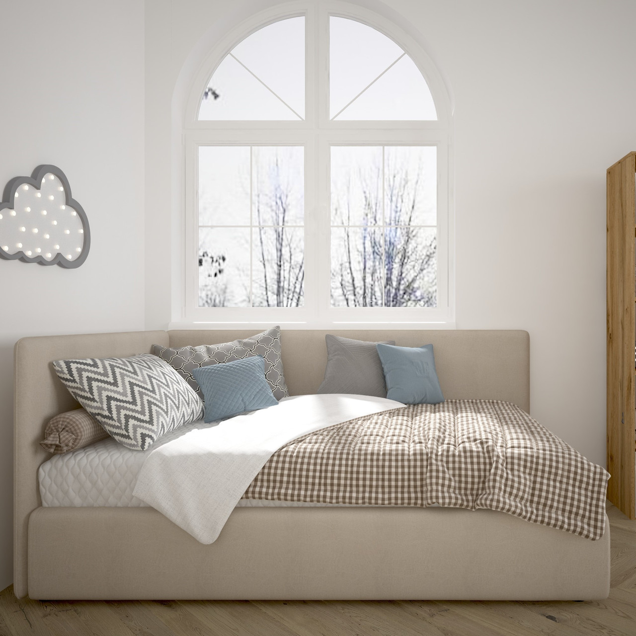 Ліжко диван кутове LION Оушен з м'якими бортиками велюр, фото 1