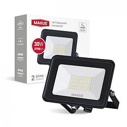 Прожектор світлодіодний MAXUS FL-04 30W, 5000K, чорний