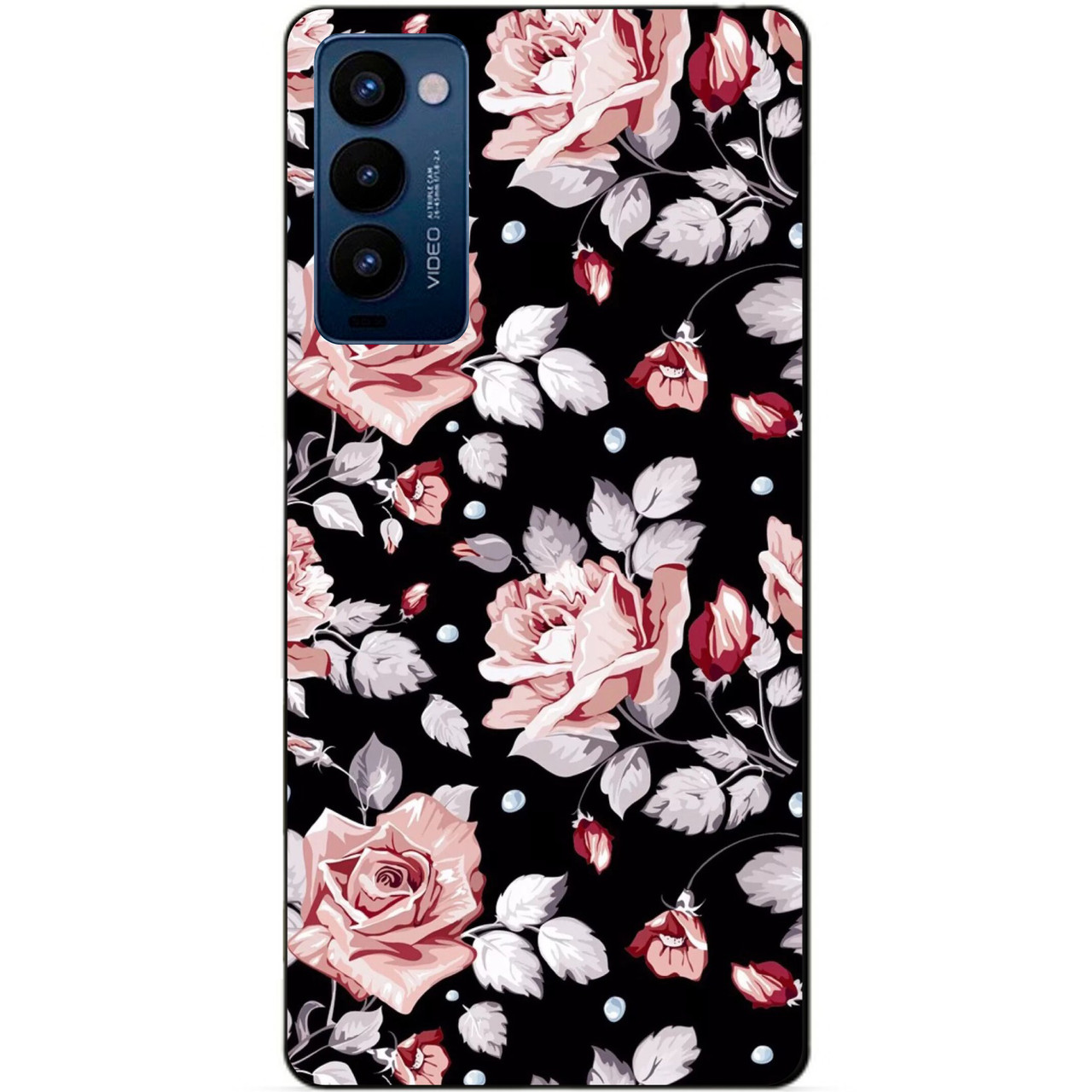 Силиконовий бампер чехол для Tecno Camon 18p з картинкою Рози