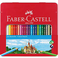 Олівці кольорові Faber-Castell "Замок" 24 кольори в металевій коробці