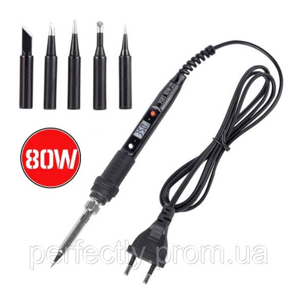 Паяльник 80Вт JCD 80Вт 908S с регулировкой температуры, 5 сменных жал ...