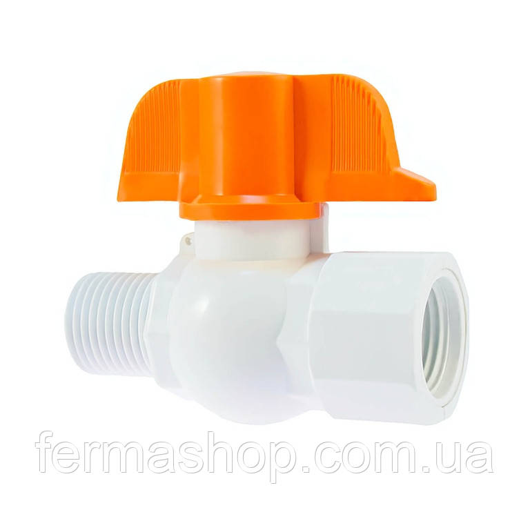 Кран кульовий пластиковий 1/2" нар. х 1/2" внут.(метелик), фото 1