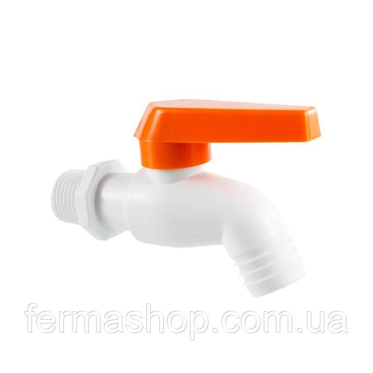 Кран кульовий пластиковий 1/2" зі штуцером, фото 1