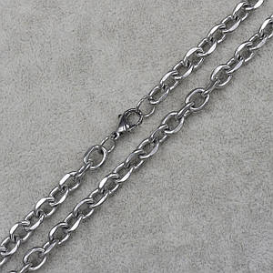 Цепь мужская серебристая якорное плетение от Stainless Steel из медицинской стали длина 60 см ширина 5 мм