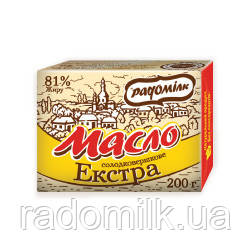 Масло солодковершкове Екстра ДСТУ 81% жирності 200г ТМ Радомілк