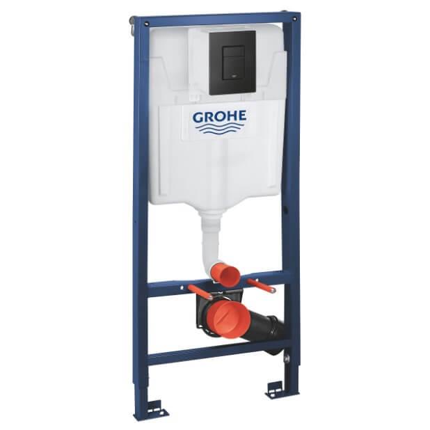 Комплект 3 в 1 для підвісного туалету Grohe QuickFix Rapid SL з кнопкою Even Black (38811KF0)