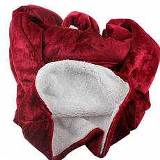 Толстовка-плед із капюшоном і рукавами флісовий Huggle Ultra Plush Blanket Hoodie, бордовий, фото 5