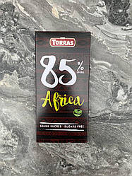 Чорний шоколад Torras Africa 85% какао без цукру 100 грм