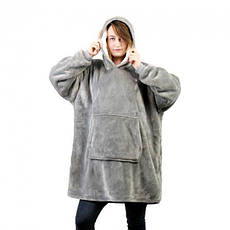 Толстовка-плед із капюшоном і рукавами флісовий Huggle Ultra Plush Blanket Hoodie, сірий, фото 4