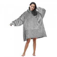 Толстовка-плед із капюшоном і рукавами флісовий Huggle Ultra Plush Blanket Hoodie, сірий, фото 5