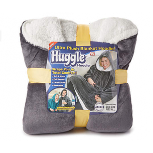 Толстовка-плед із капюшоном і рукавами флісовий Huggle Ultra Plush Blanket Hoodie, сірий, фото 3