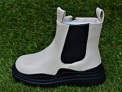 Демісезонні дитячі чоботи напівчобітки для дівчинки бежеві р29 19 см