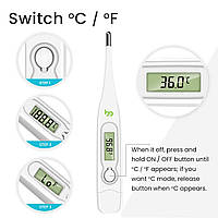 Оральный термометр для взрослых, Термометр лихорадки, Быстрый и точный, Переключаемый C / F - Медицинский