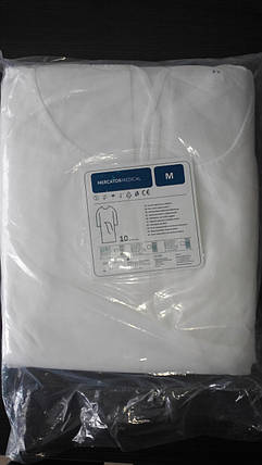 Одноразовий халат на зав'язках білого кольору, фото 2
