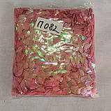 Пайєтки листя берези 15x9 мм корало-розовий хамелеон, фото 2