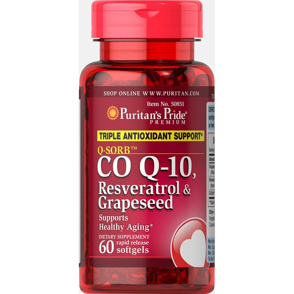 Купити QSORB Co Q10 Resveratrol & Grapeseed 60 Rapid Release Softgels, ціна 458 грн Prom