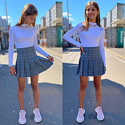 Шкільна спідниця в складку клітка для дівчаток, розміри 30-40 на зріст 116 — 150