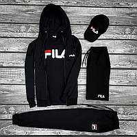 Чорний спортивний костюм FILA 5 в 1 / костюм трьох-нитка Туреччина чорного кольору
