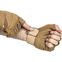 Рукавички тактичні короткі Han-Wild HW72 безпалі чоловічі Sand Khaki M 1 шт., фото 2