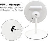 Дзеркало для макіяжу кругле з 3 режимами LED-підсвітки на акумуляторі 1200 мА·год біле (GS-65743), фото 4